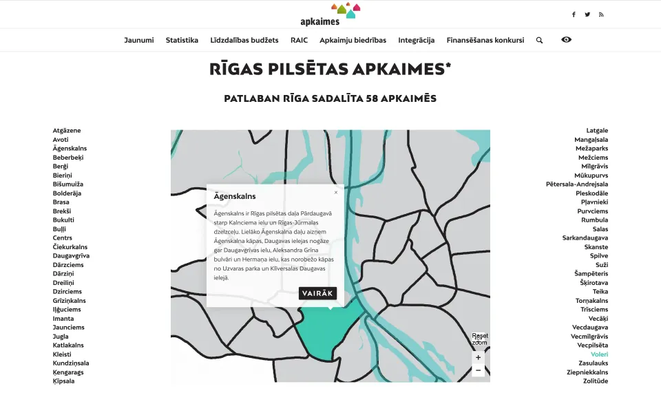Rīgas apkaimju karte apkaimes.lv