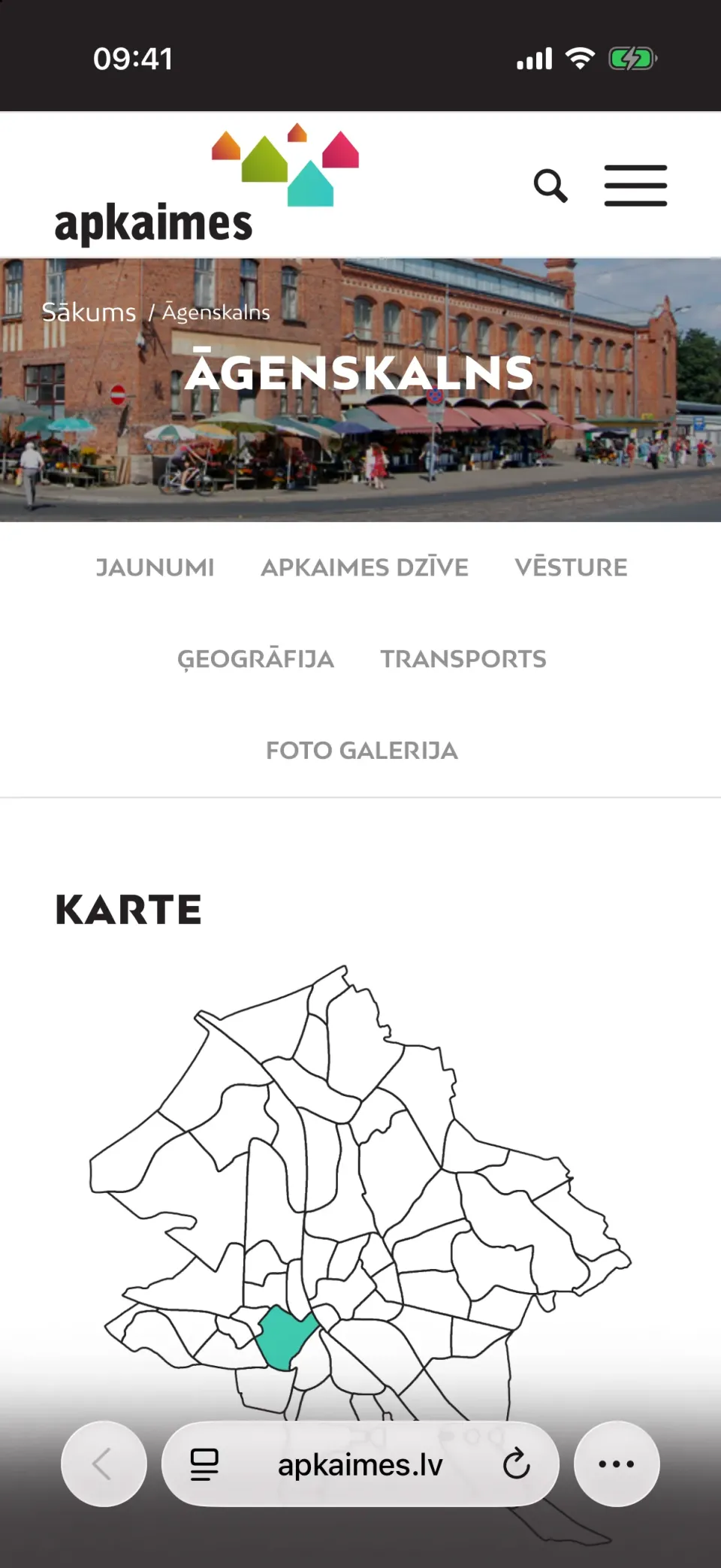 Apkaimes lapa telefonā