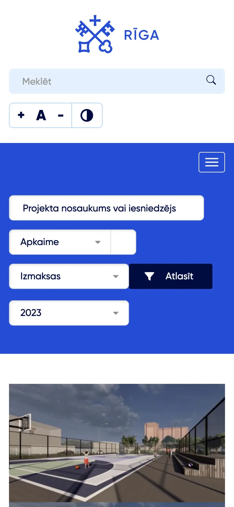 Filtered project list on a phone
