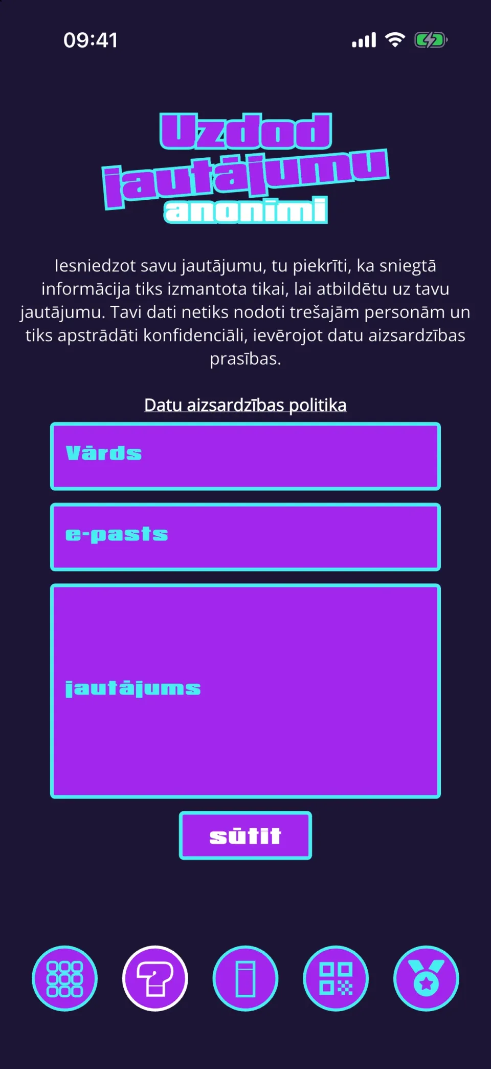 Anonymous question form