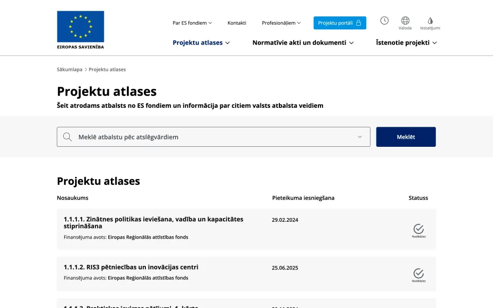 Projektu atlašu saraksts esfondi.lv