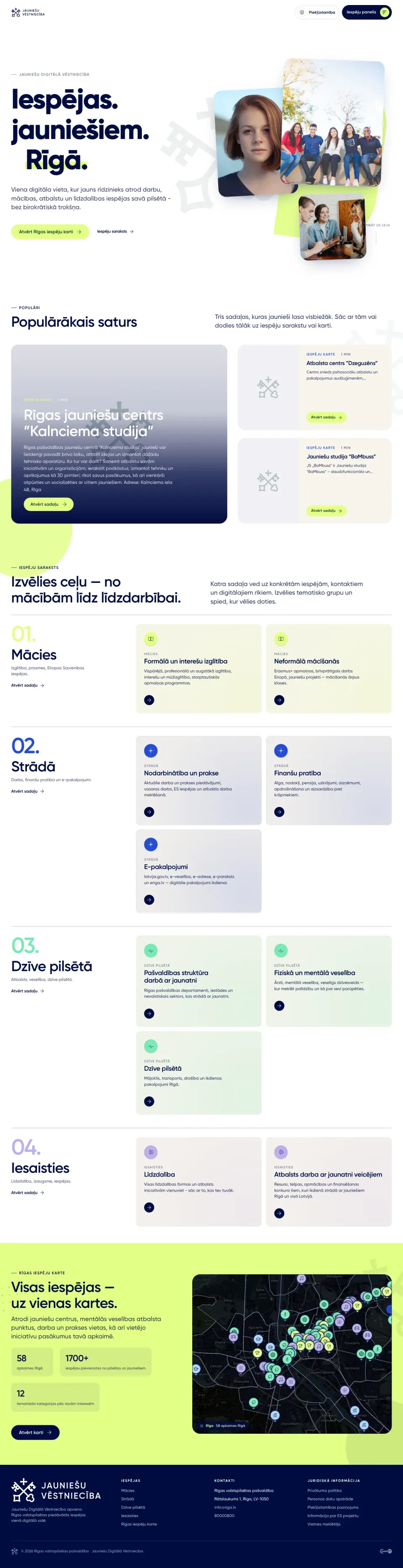 jauniesuvestnieciba.lv home page in full
